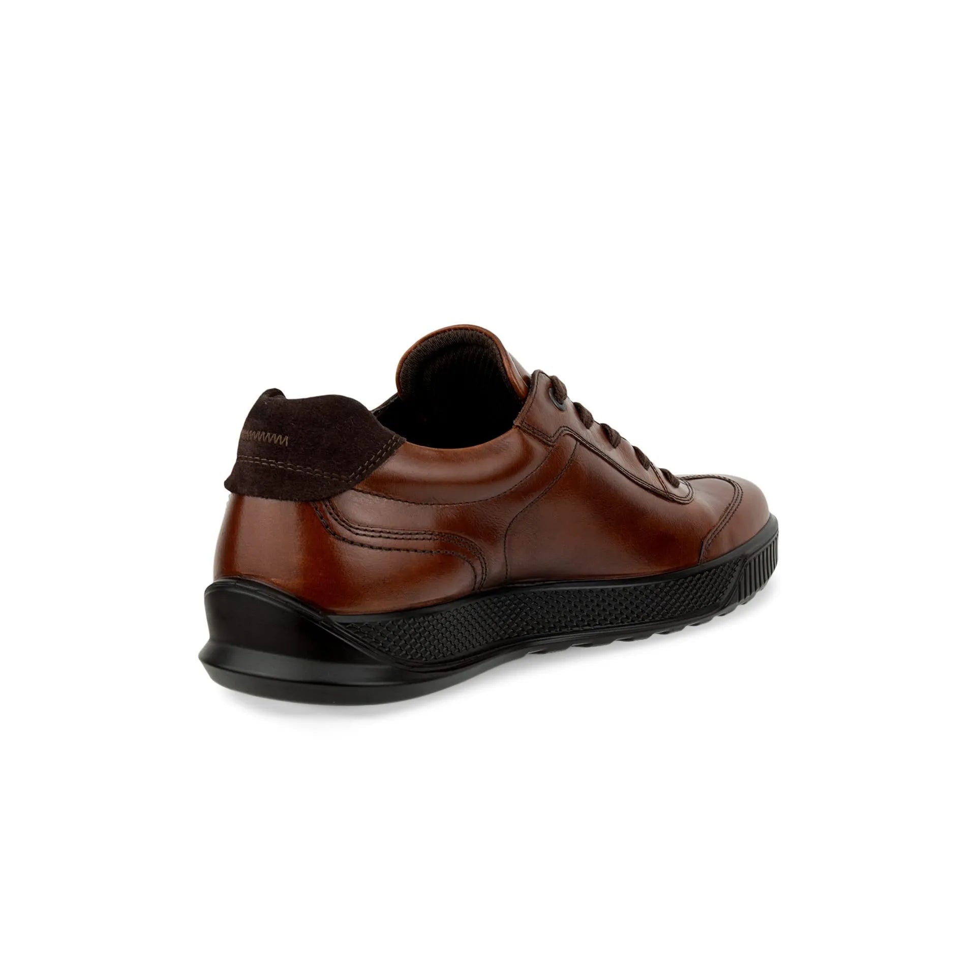 Ecco Byway M men's brown leather lace-up trainers with black rubber sole and ankle collar.