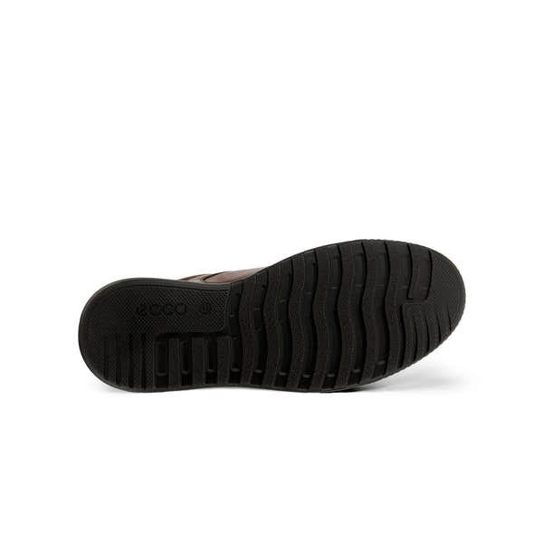 Ecco Byway M men's mink leather lace-up trainers with black rubber sole and detailed tread pattern.
