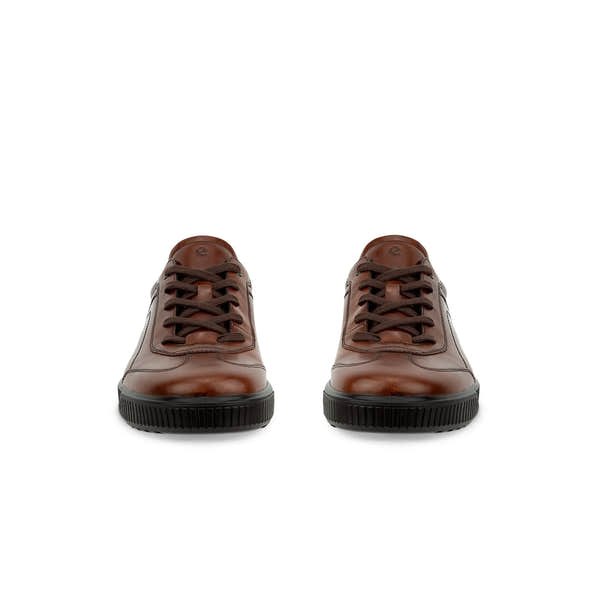 Ecco Byway M men's mink leather lace-up trainers with black soles, stylish and durable casual footwear.