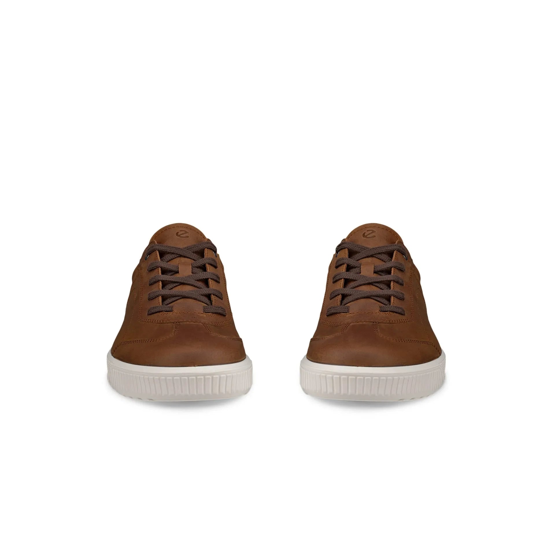 Ecco Byway M men's camel leather lace-up trainers with white rubber soles, stylish and comfortable casual footwear.