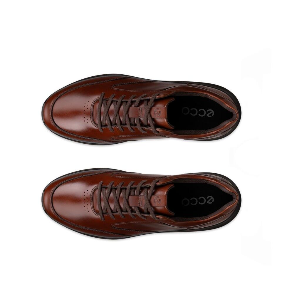 Ecco City Stride Mens Mink Leather Lace Up Trainers