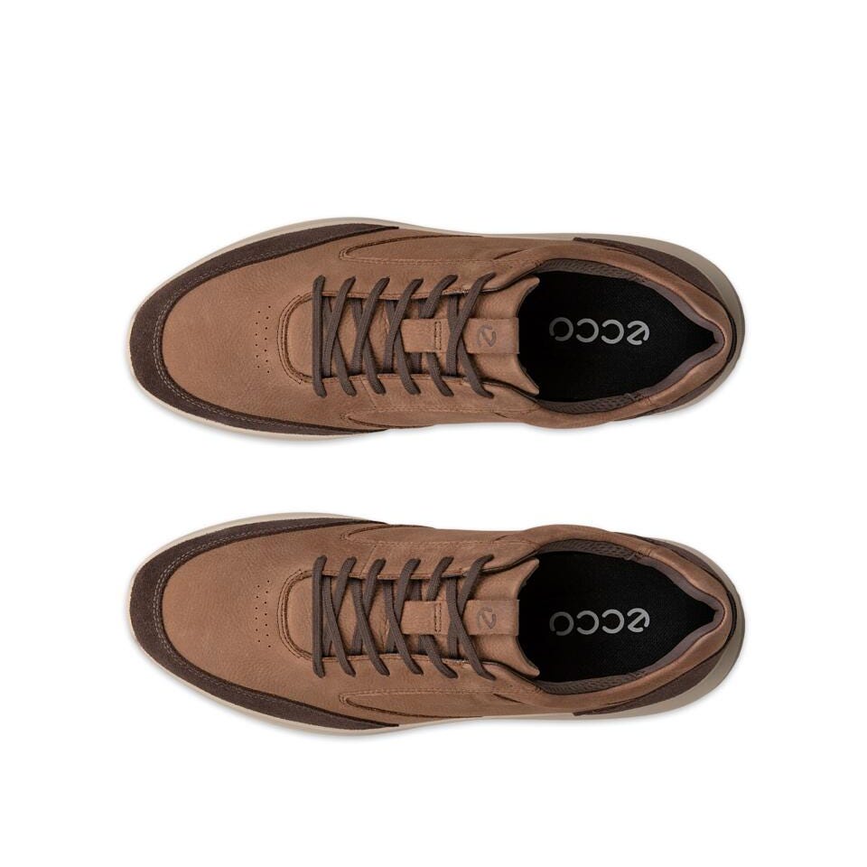 Ecco City Stride Mens Mocha/Cocoa Brown/Mocha Leather Lace Up Trainers