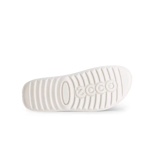 Ecco Cozmo W 2-Strap Ladies White Gold Leather Sandals with touch fastening and slip-resistant sole.