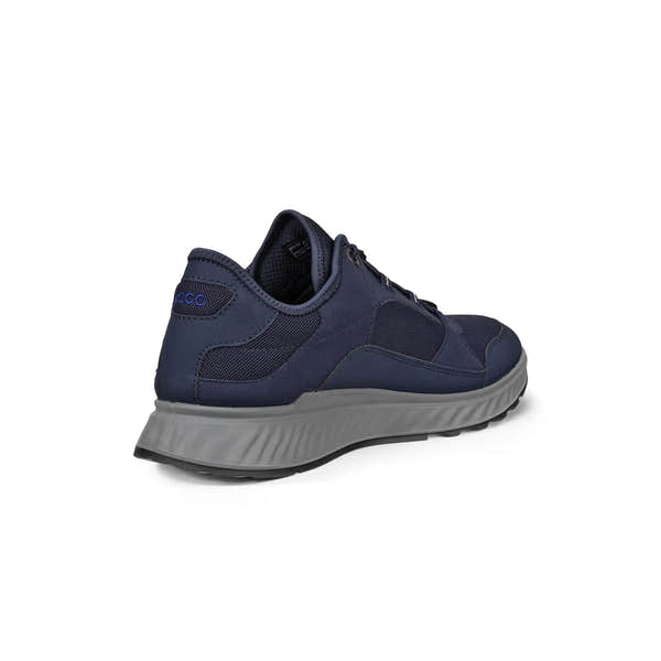 Ecco Exostride M GTX TEX men's navy waterproof lace-up trainers with cushioned sole for outdoor walking.