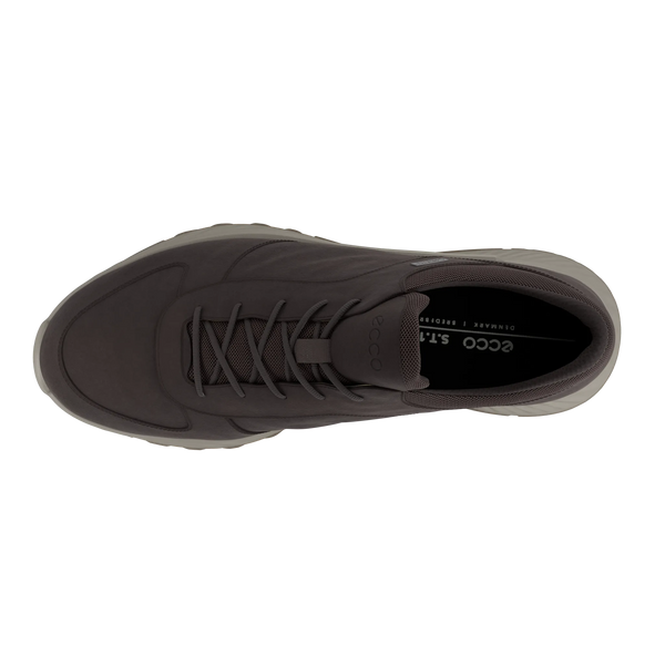 Ecco Exostride M Low GTX 83530402178 Mens Mocha Leather Waterproof Lace Up Trainers