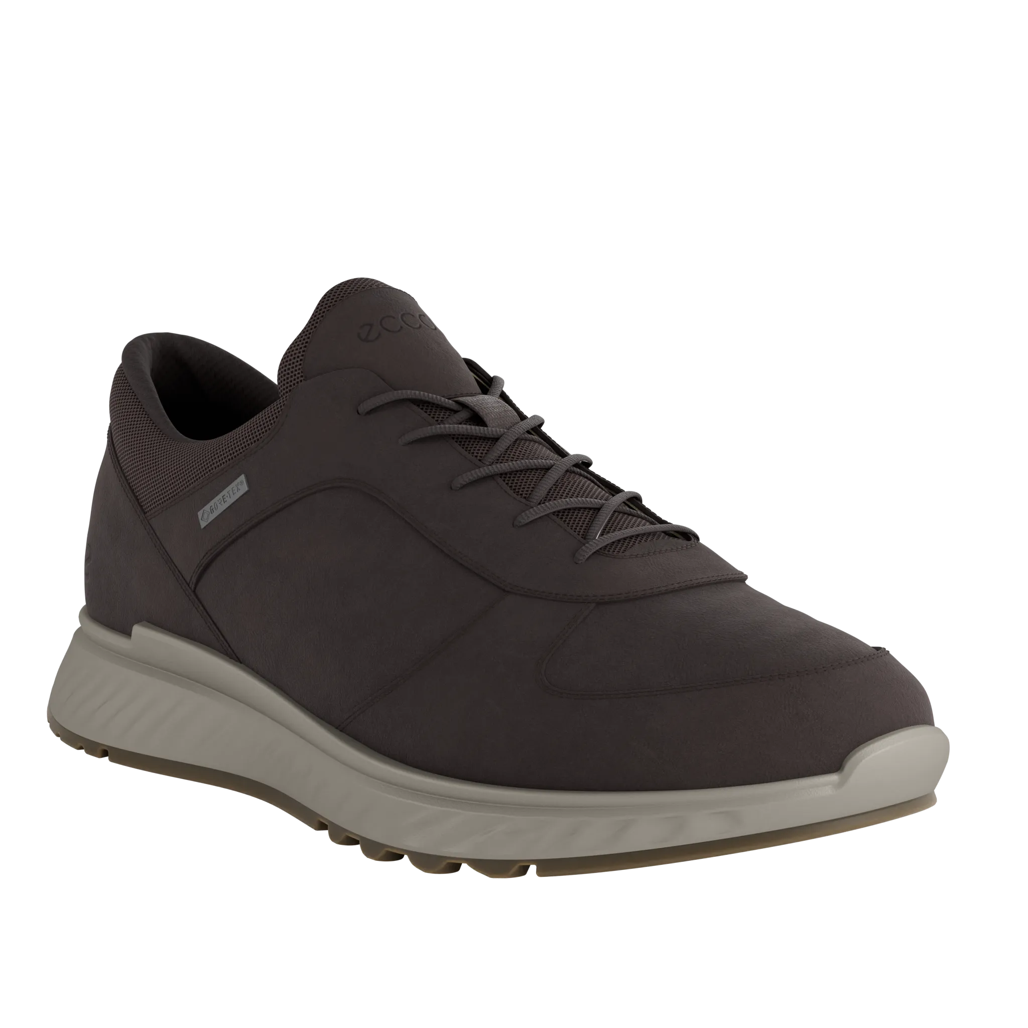 Ecco Exostride M Low GTX 83530402178 Mens Mocha Leather Waterproof Lace Up Trainers