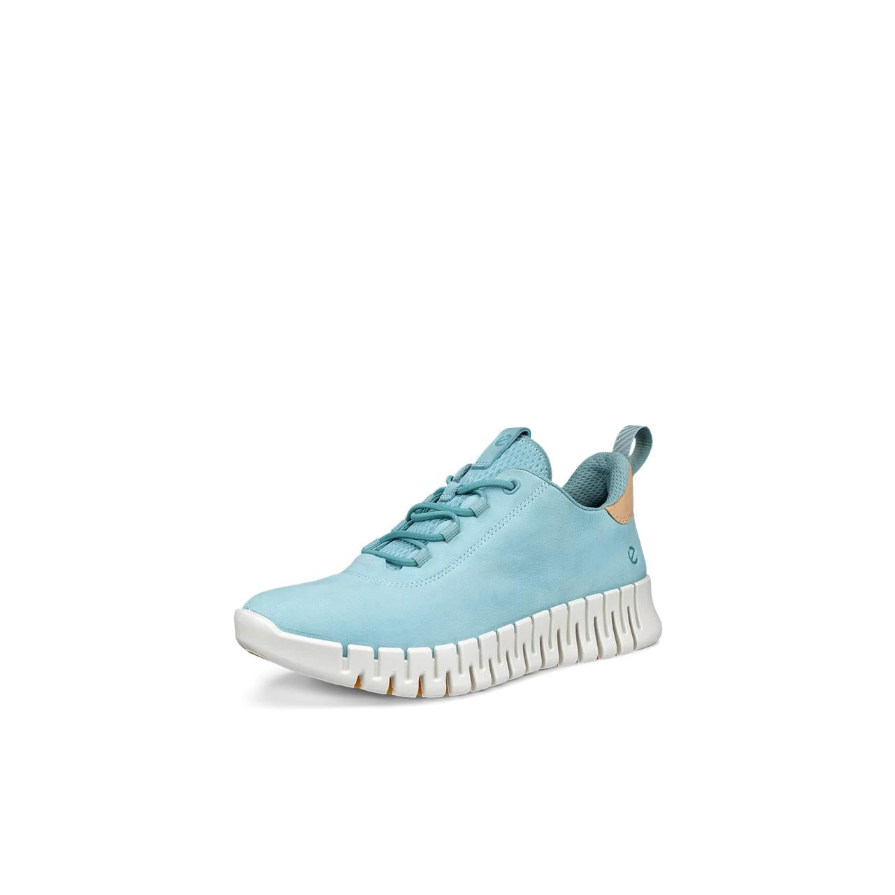 Ecco Gruuv Ladies Light Blue Nubuck Elasticated Trainers with sporty design, cushioned sole, and breathable fabric for comfortable wear.