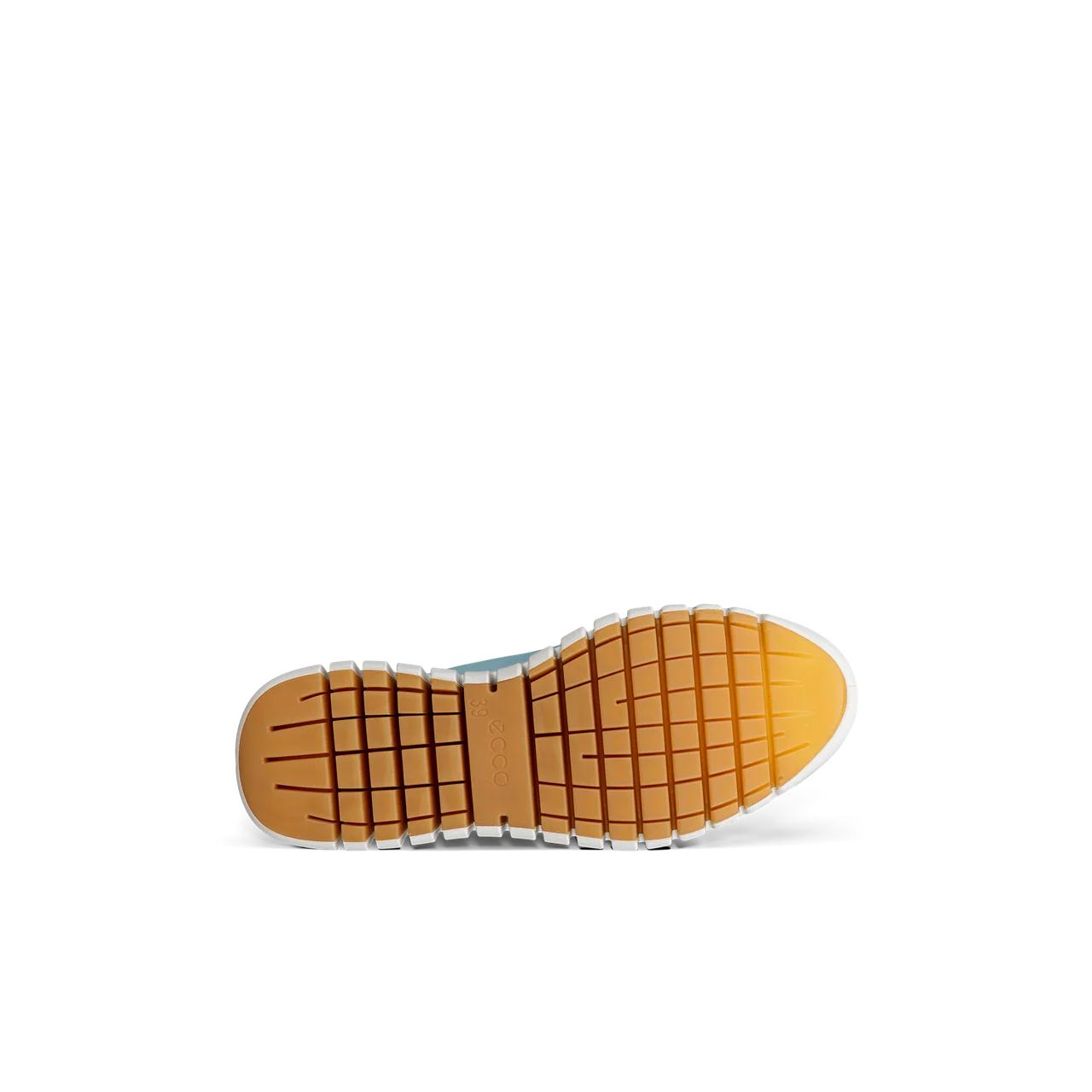 Ecco Gruuv Ladies Light Blue Nubuck Elasticated Trainers with slip-on design and cushioned gum rubber sole.