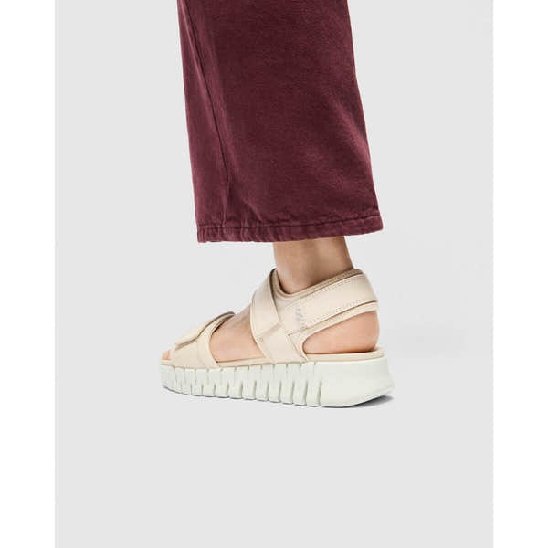 Ecco Gruuv Sol Ladies Rose Leather Touch Fastening Sandals with chunky white sole and adjustable straps, stylish and comfortable footwear.