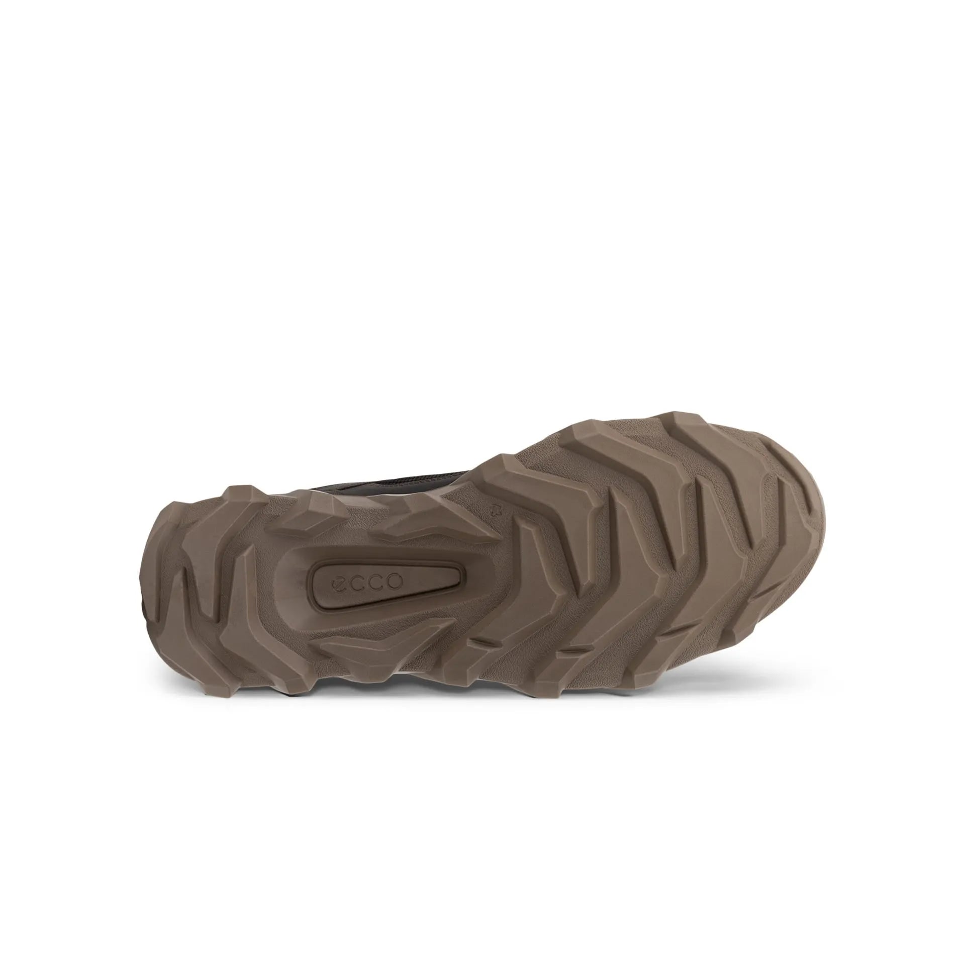 Ecco MX M Low WP men's waterproof lace-up trainers in coffee/mocha leather and textile, with rugged rubber outsole.