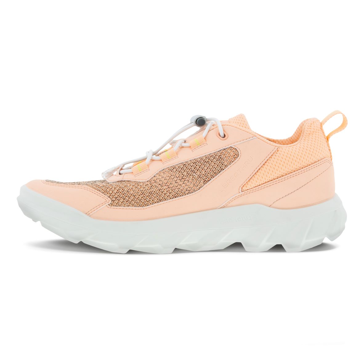 Ecco MX W Low Breathru 820263 60329 Ladies Peach Nectar Textile Elasticated Trainers-elevate your sole