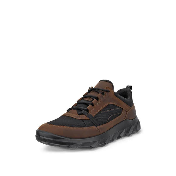 Ecco Mx M Low Waterproof Mens Camel/Black Leather & Textile Waterproof Lace Up Shoes