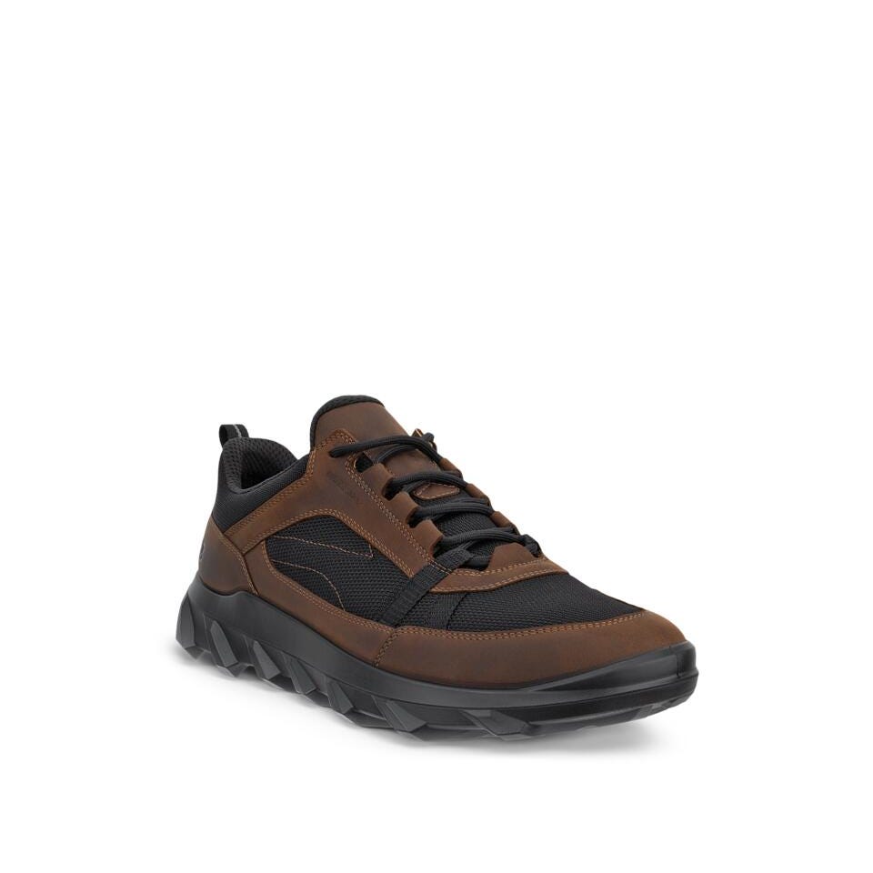 Ecco Mx M Low Waterproof Mens Camel/Black Leather & Textile Waterproof Lace Up Shoes