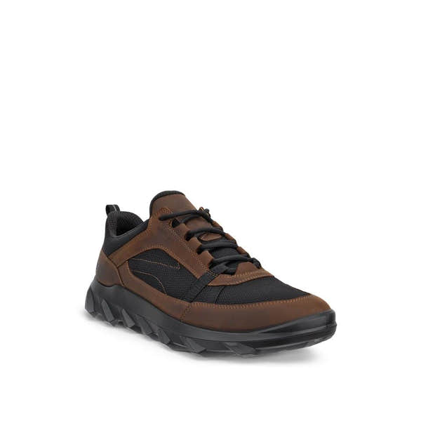 Ecco Mx M Low Waterproof Mens Camel/Black Leather & Textile Waterproof Lace Up Shoes