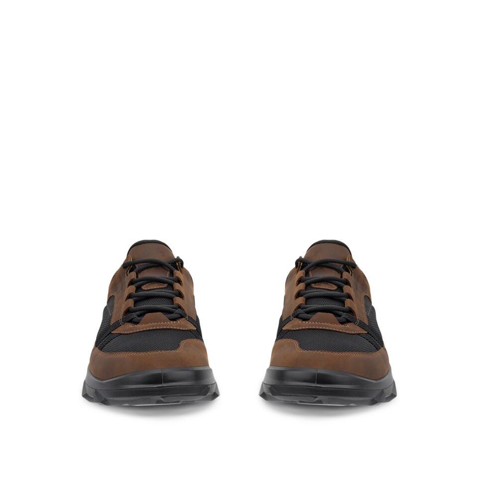 Ecco Mx M Low Waterproof Mens Camel/Black Leather & Textile Waterproof Lace Up Shoes