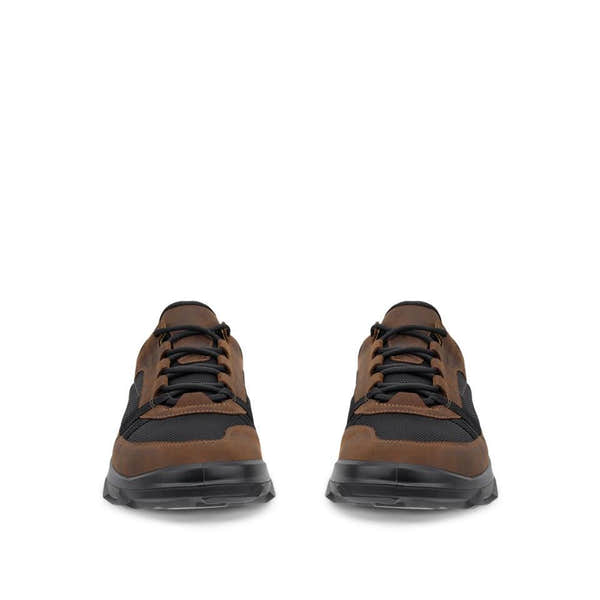 Ecco Mx M Low Waterproof Mens Camel/Black Leather & Textile Waterproof Lace Up Shoes
