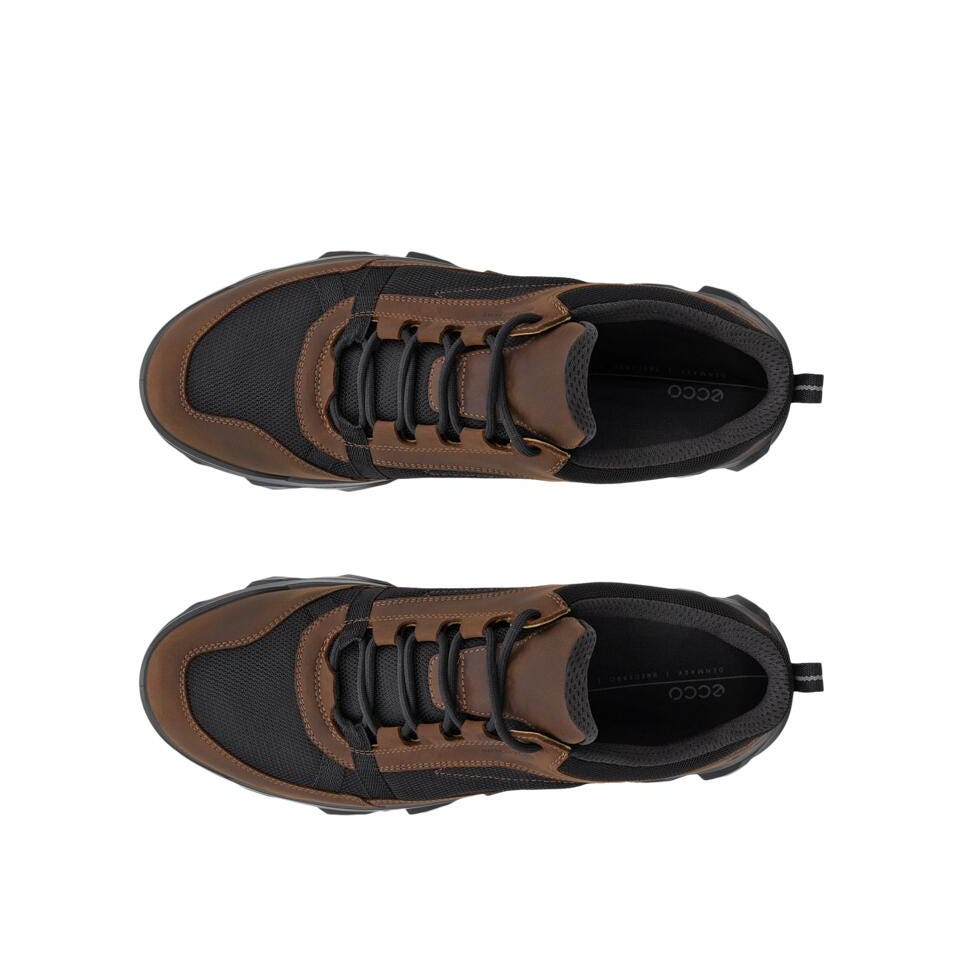 Ecco Mx M Low Waterproof Mens Camel/Black Leather & Textile Waterproof Lace Up Shoes