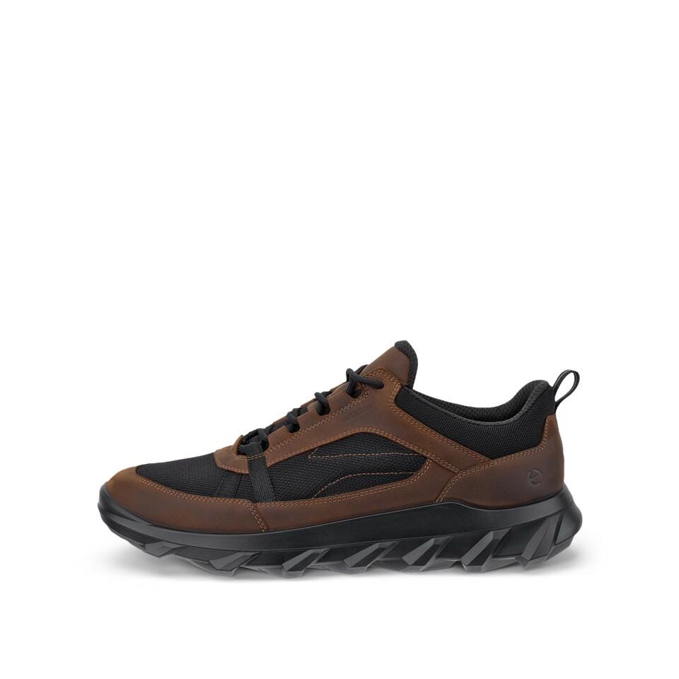 Ecco Mx M Low Waterproof Mens Camel/Black Leather & Textile Waterproof Lace Up Shoes
