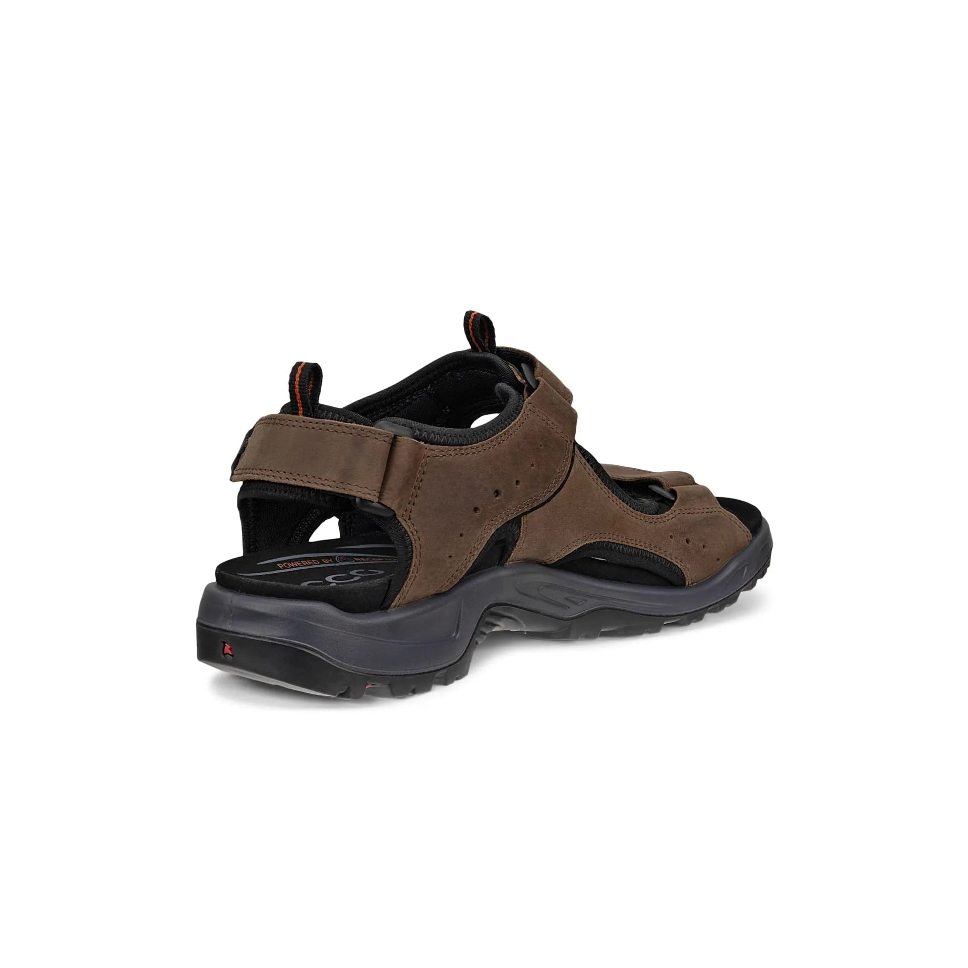 Ecco Offroad Andes II men's brown nubuck sandals with arch support, touch fastenings, and rugged sole for outdoor walking.
