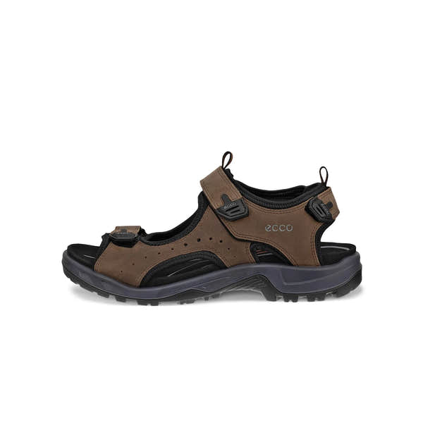 Ecco Offroad Andes II men's nubuck sandal with arch support, touch fastening, nutmeg brown color, and rugged sole.