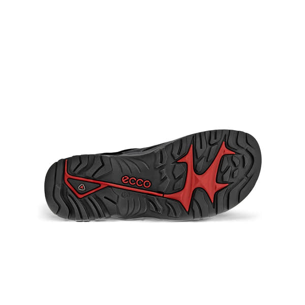 Ecco Offroad Andes II M LTD men's marine leather sandals with touch fastening and rugged black and red sole.