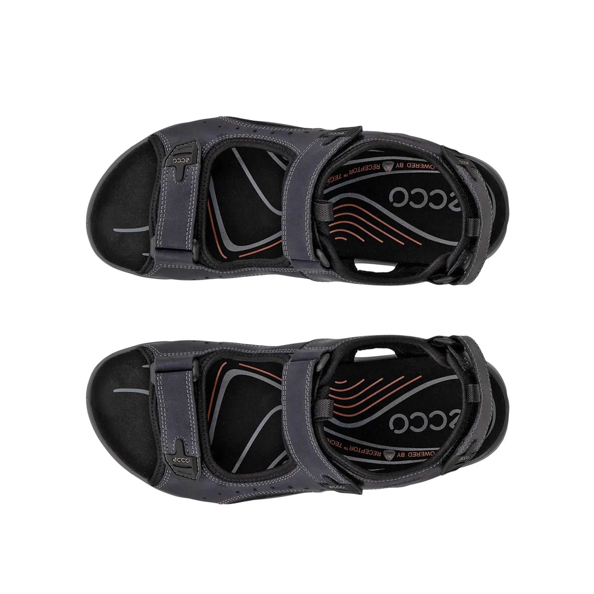 Ecco Offroad Andes II M LTD men's marine leather touch fastening sandals with adjustable straps and cushioned insoles.