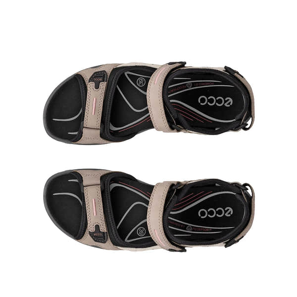 Ecco Ladies Atmosphere and Ice White Leather Arch Support Touch Fastening Sandals, open-toe with adjustable straps and cushioned insole.