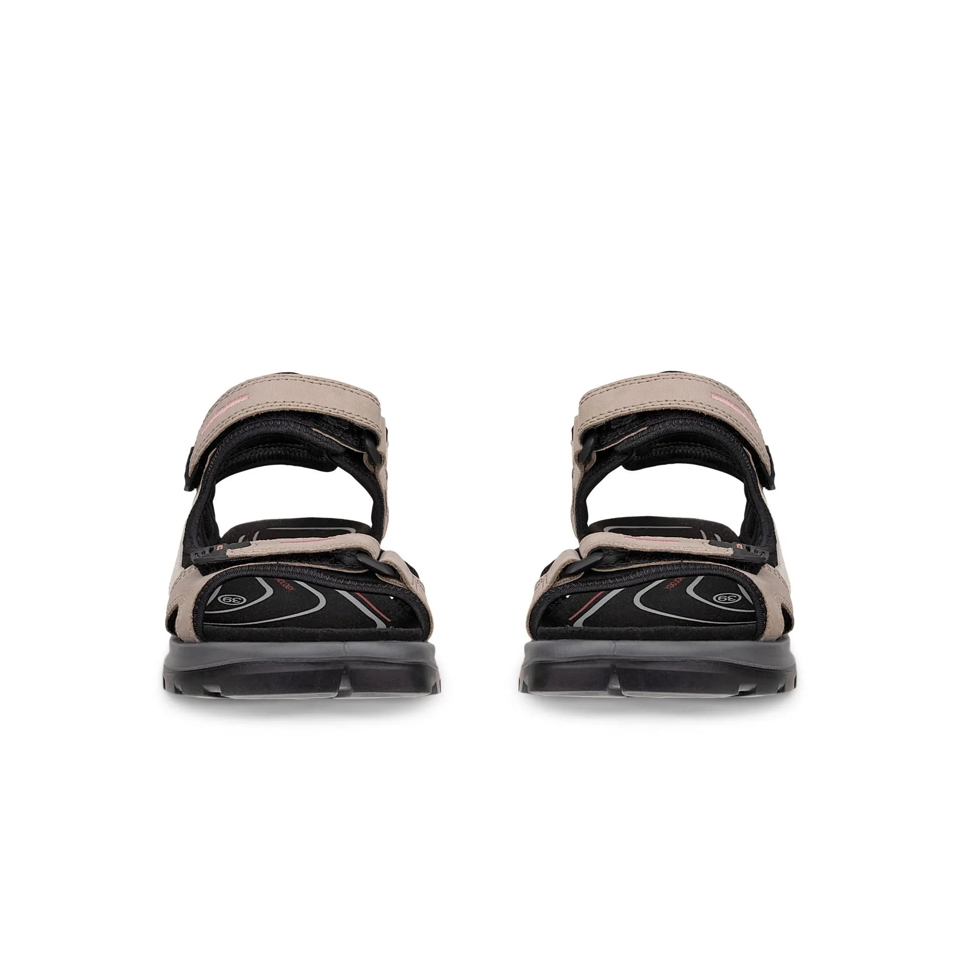 Ecco Ladies Atmosphere Ice White Leather Arch Support Sandals with touch fastening straps and cushioned soles.