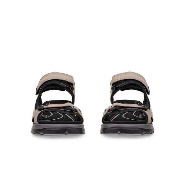 Ecco Ladies Atmosphere Ice White Leather Arch Support Sandals with touch fastening straps and cushioned soles.
