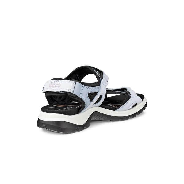 Ecco Ladies Air-Dusty Blue Leather Touch Fastening Sandals with sporty sole and adjustable strap.