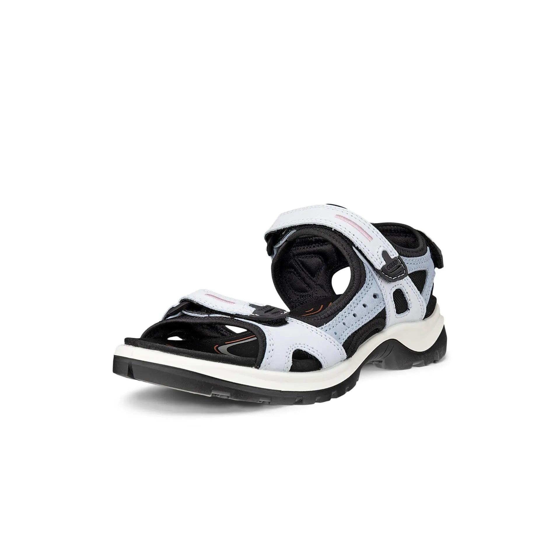 Ecco Offroad W Ladies Blue Leather Touch Fastening Sandals with black and white design, breathable open toe, and cushioned sole.