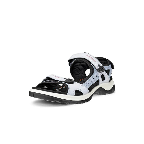 Ecco Offroad W Ladies Blue Leather Touch Fastening Sandals with black and white design, breathable open toe, and cushioned sole.
