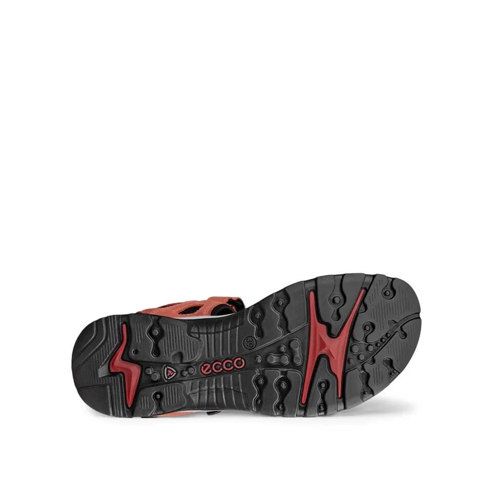 Ecco Offroad W Ladies Orange Leather Touch Fastening Sandals with rugged sole and sporty design.