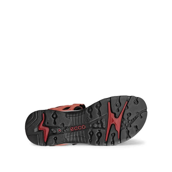 Ecco Offroad W Ladies Orange Leather Touch Fastening Sandals with rugged sole and sporty design.
