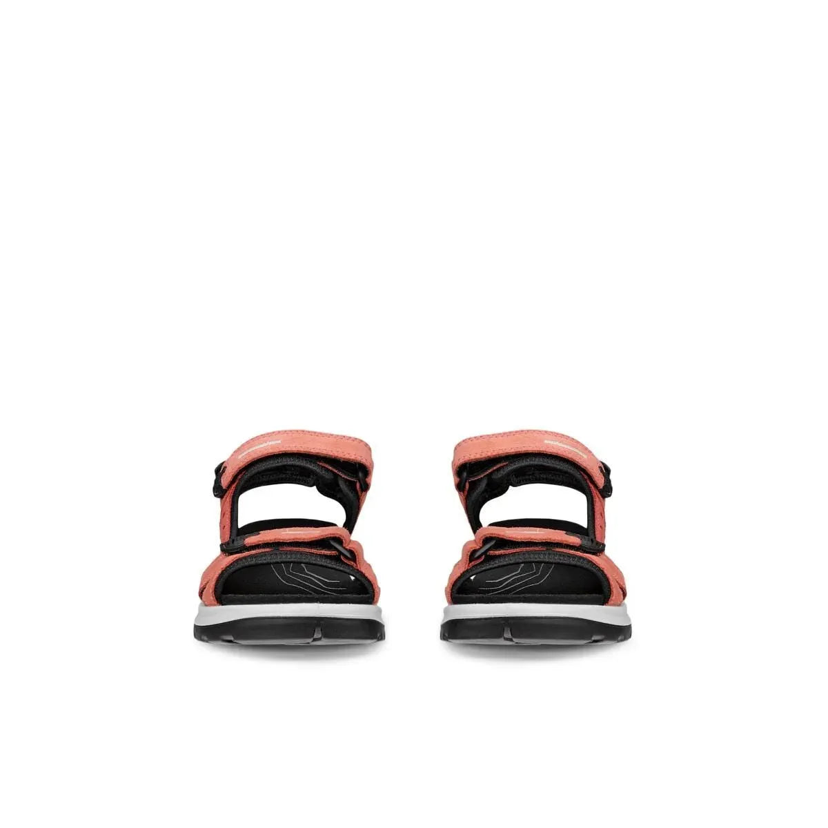 Ecco Offroad W 06956361539 Ladies Orange Leather Touch Fastening Sandals, open-toe outdoor footwear with adjustable straps and black soles.
