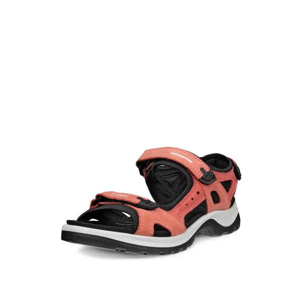 Ecco Offroad W 06956361539 women's orange leather touch-fastening sandals with black and white sole accents.