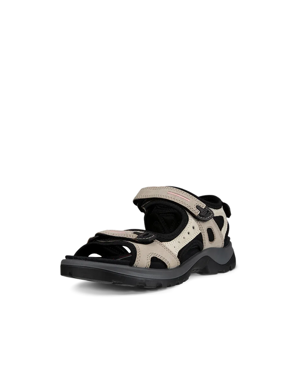 Ecco Offroad Yucatan Ladies Beige Nubuck Touch Fastening Sandals with rugged design and sporty sole.