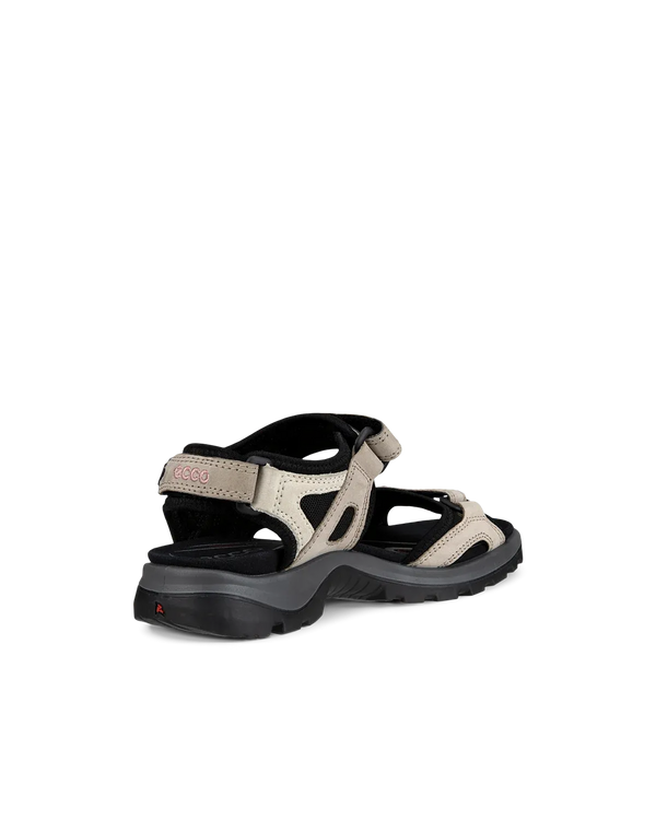 Ecco Offroad Yucatan Ladies Beige Nubuck Touch Fastening Sandals with adjustable straps and rugged soles.
