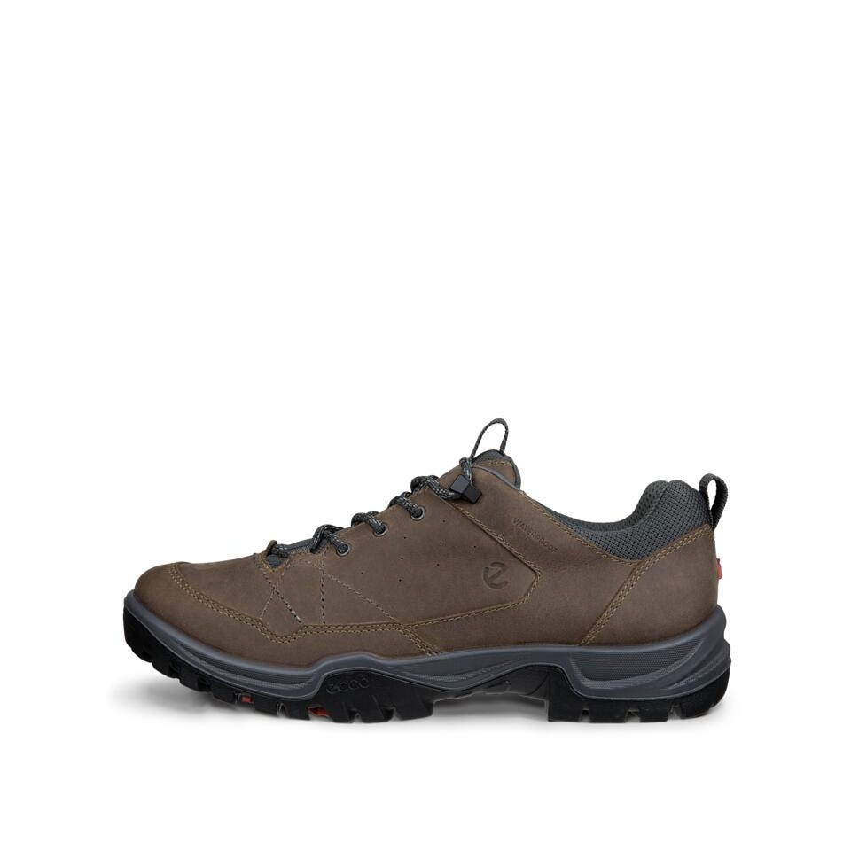 Ecco Receptor Trekk M Waterproof Mens Nutmeg Brown/Magnet Leather & Textile Waterproof Lace Up Shoes