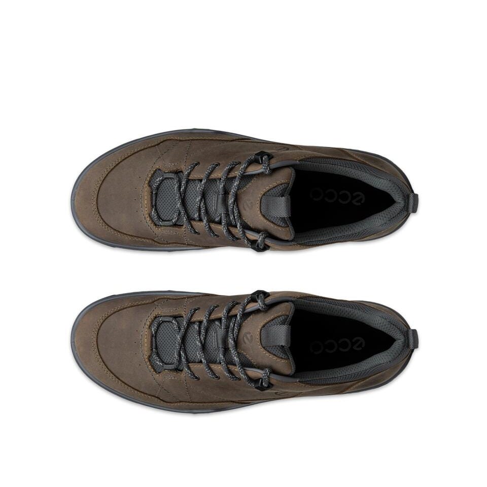 Ecco Receptor Trekk M Waterproof Mens Nutmeg Brown/Magnet Leather & Textile Waterproof Lace Up Shoes