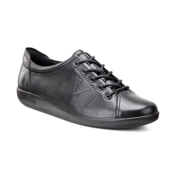 Ecco Soft 2.0 206503 56723 Ladies Black Leather Lace Up Shoes-elevate your sole