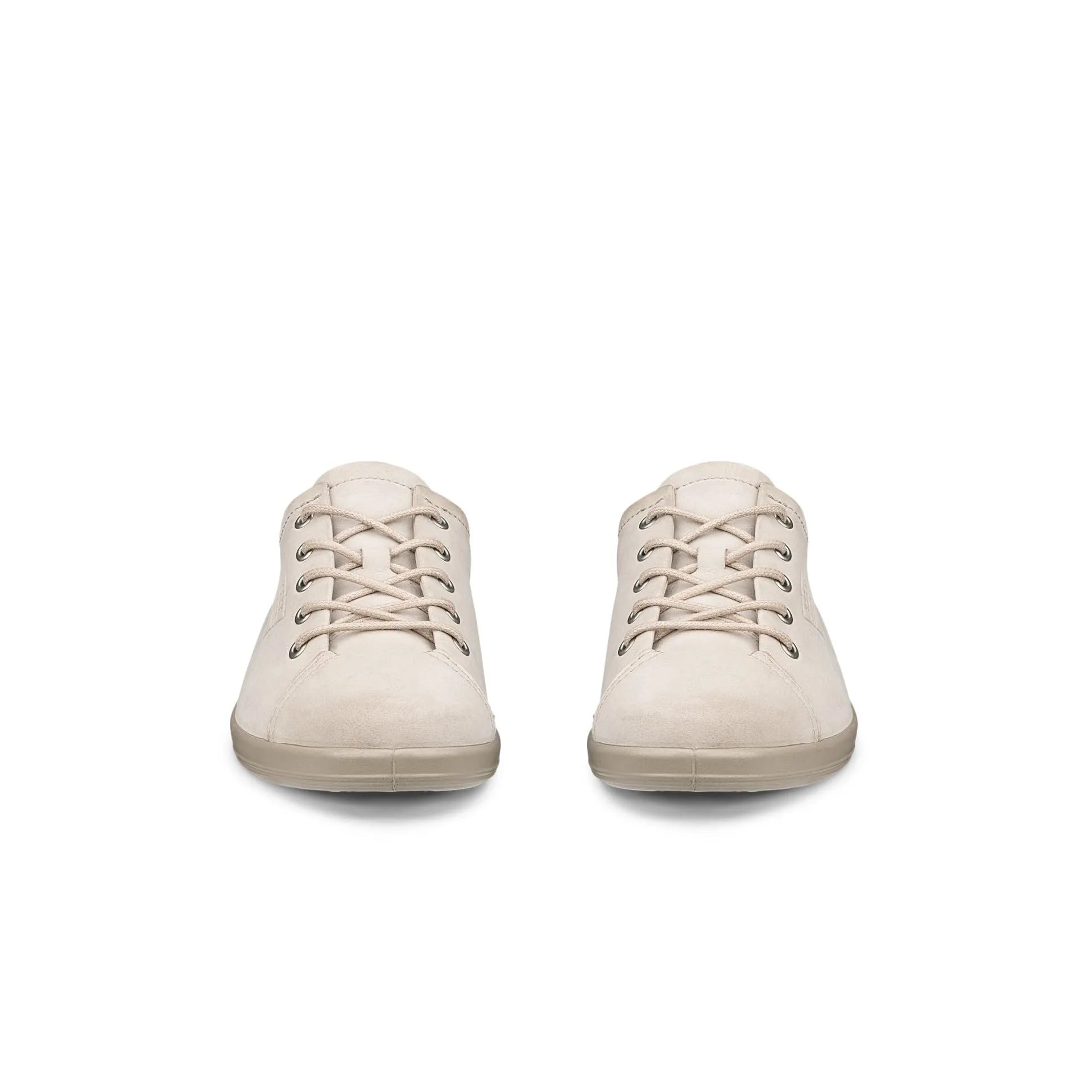 Ecco Soft 2.0 women's white pure cashmere leather lace-up trainers, stylish and comfortable footwear.