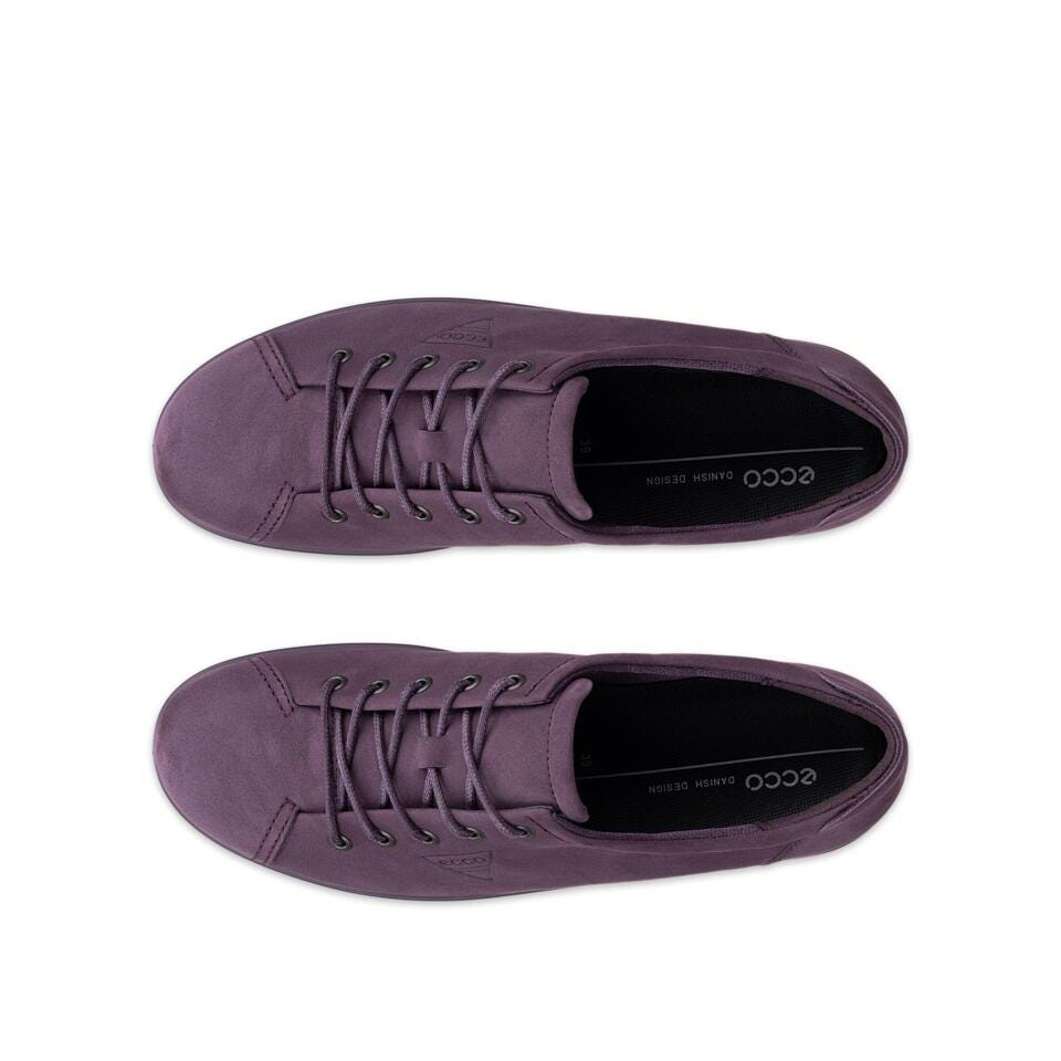 Ecco Soft 2.0 Ladies Mauve Leather Lace Up Shoes, top view.