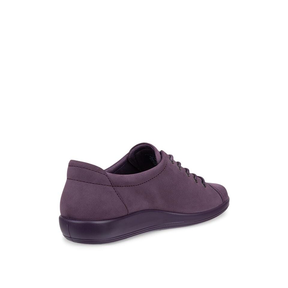 Ecco Soft 2.0 Ladies Mauve Leather Lace Up Shoes, rear view.