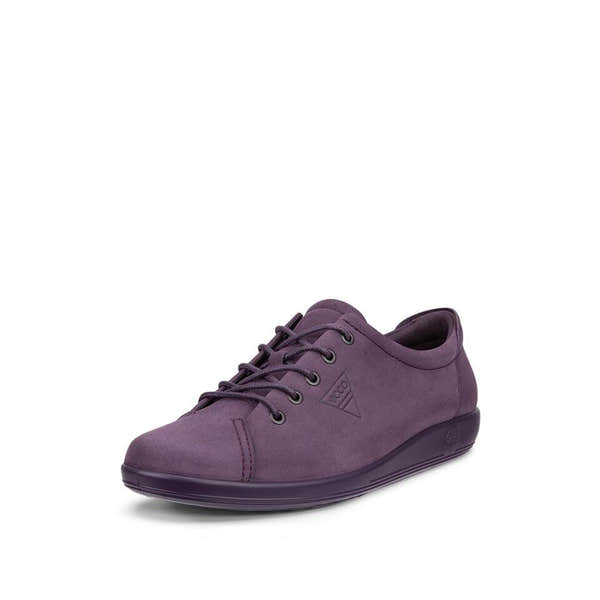 Ecco Soft 2.0 Ladies Mauve Leather Lace Up Shoes, front three-quarter view.