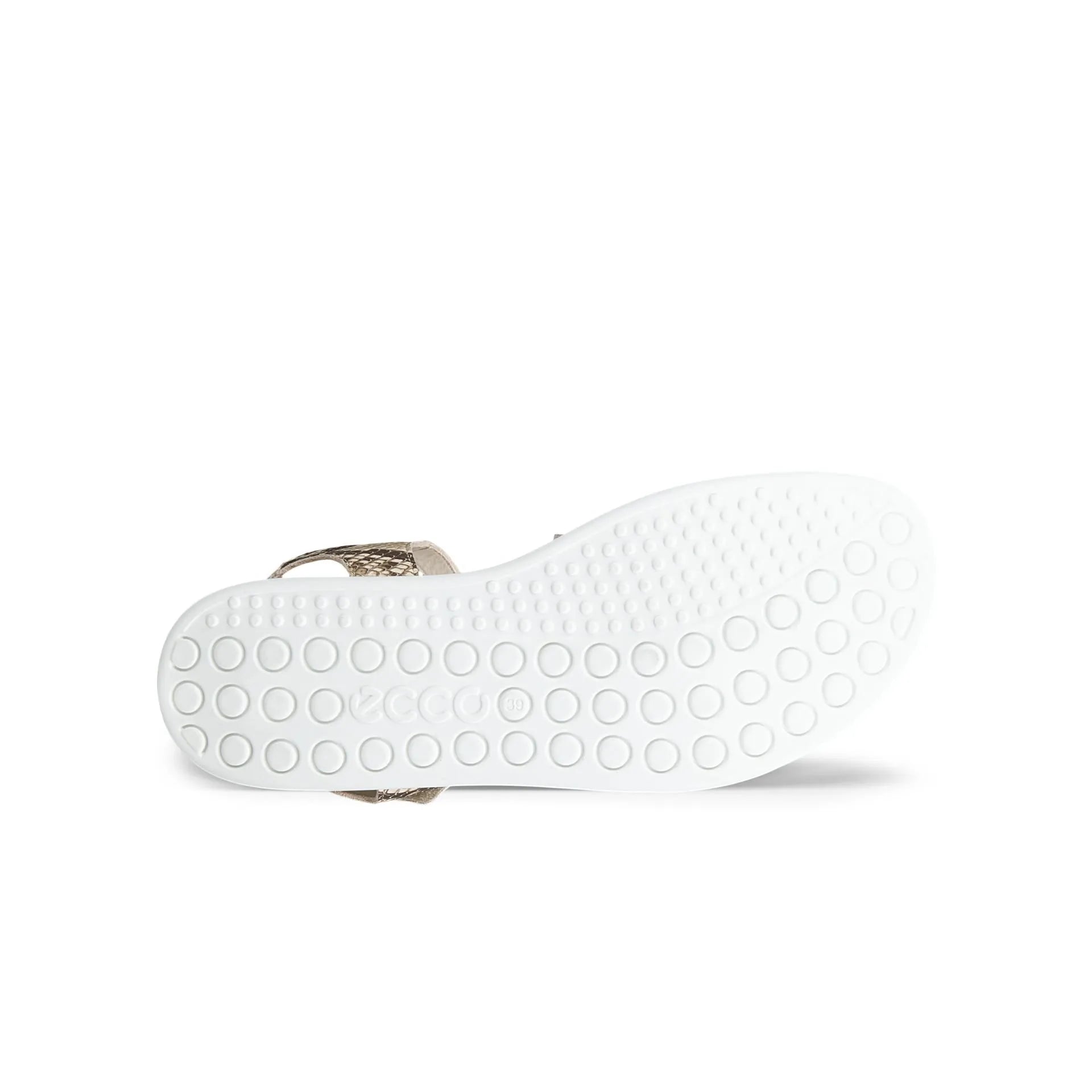 White sneaker sole with brand logo on a white background