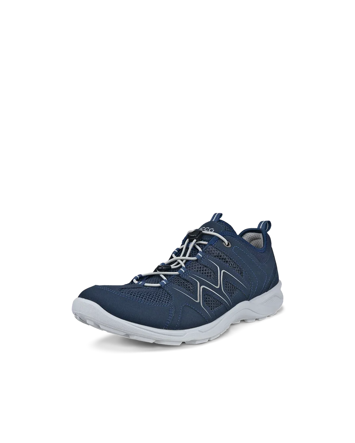 Ecco Terracruise Lt Low Vent men's marine sports shoes, navy blue with elasticated design and white sole.