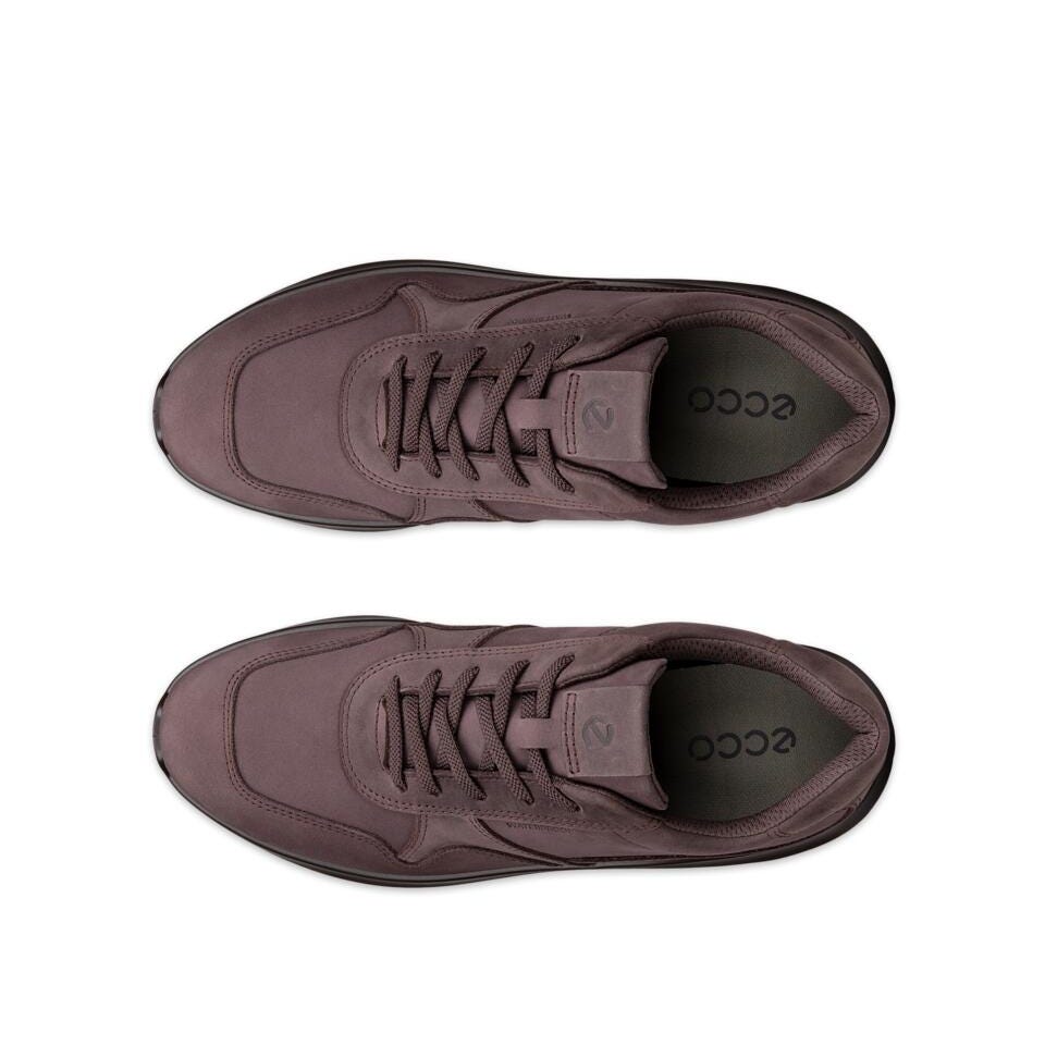 Ecco Valerie W Waterproof Ladies Raisin/Raisin Leather Waterproof Lace Up Trainers, top view.