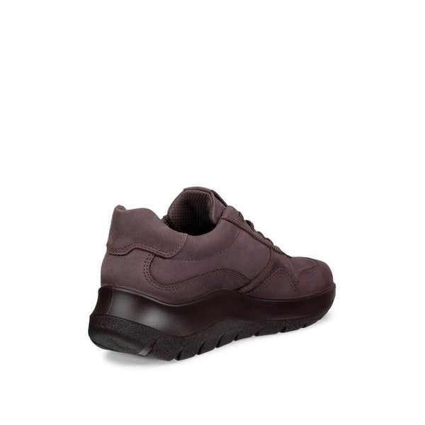 Ecco Valerie W Waterproof Ladies Raisin/Raisin Leather Waterproof Lace Up Trainers, rear view.