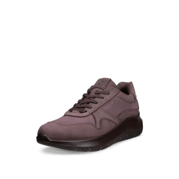 Ecco Valerie W Waterproof Ladies Raisin/Raisin Leather Waterproof Lace Up Trainers, front three-quarter view.